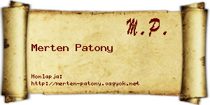 Merten Patony névjegykártya